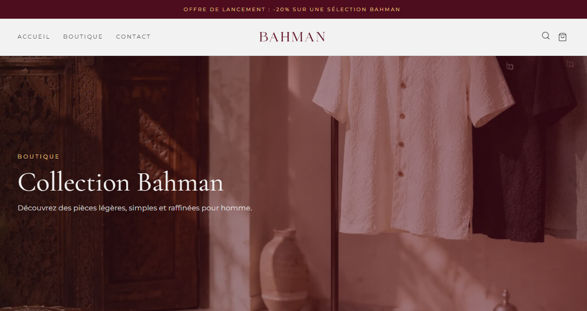 Bahman — Boutique E-commerce Premium — visuel 1