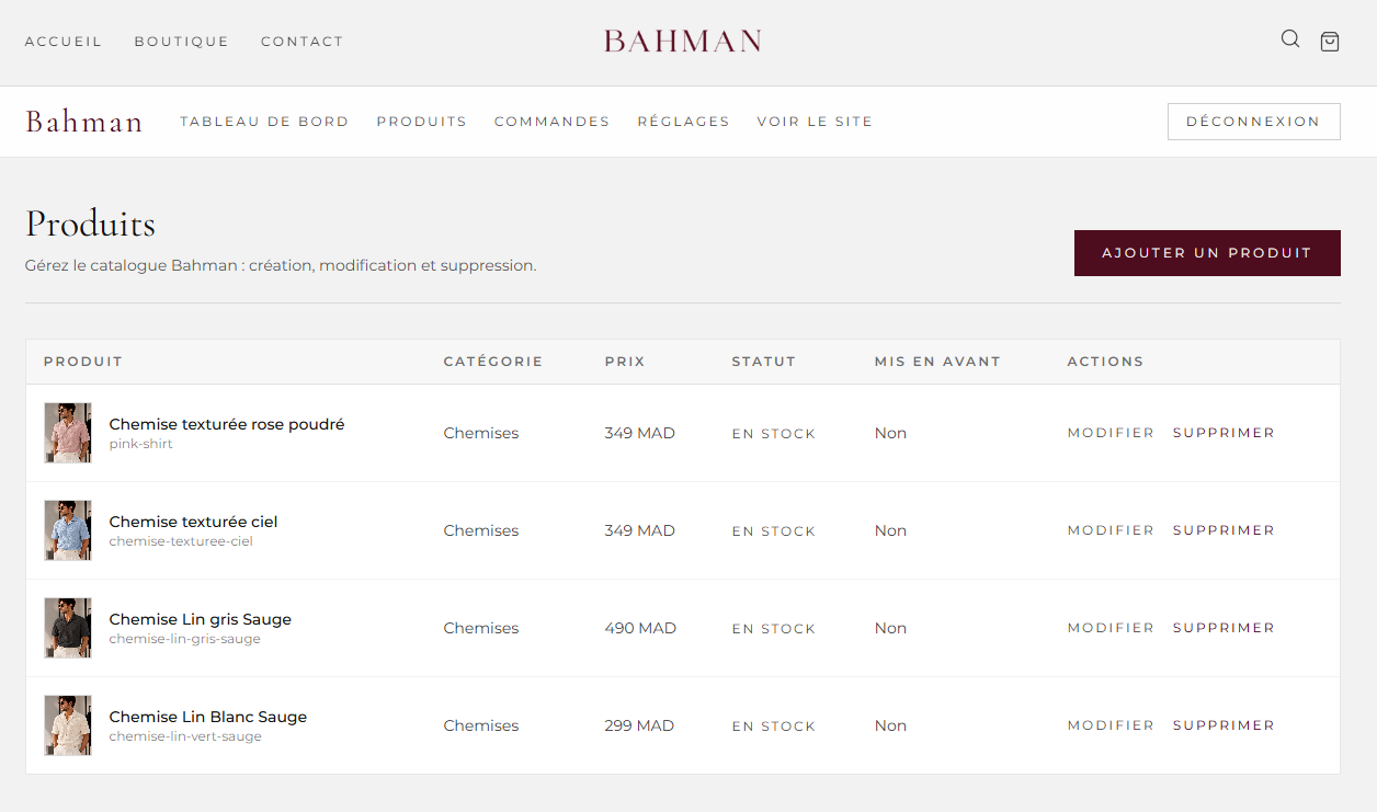 Bahman — Boutique E-commerce Premium — visuel 3