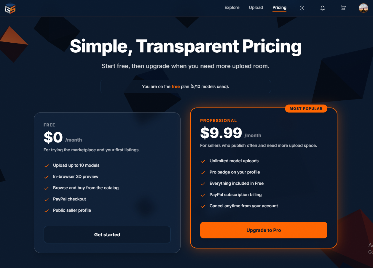 GigaStone — Marketplace de modèles 3D — visuel 3